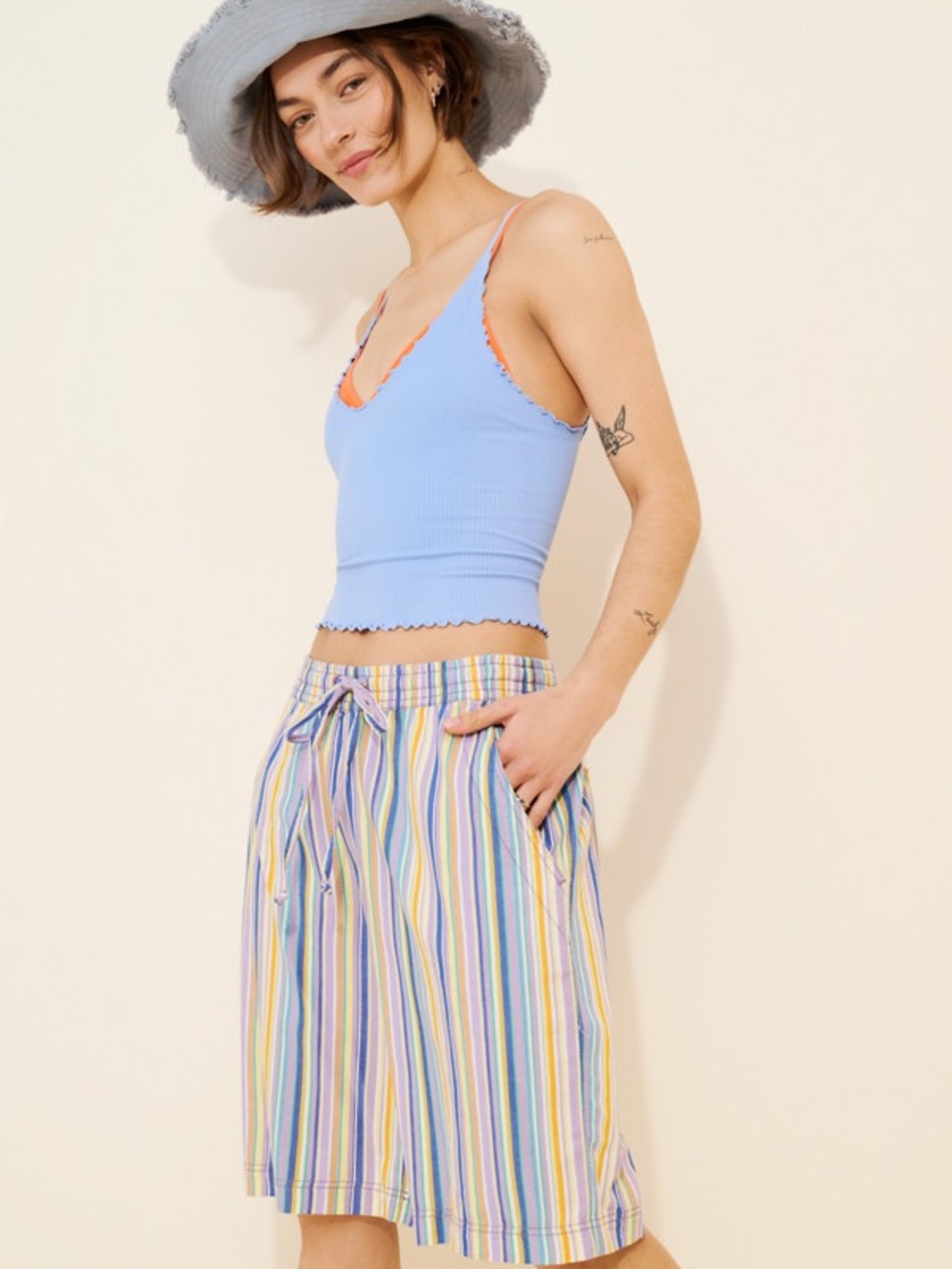 Free People saylor Pastel Striped shorts